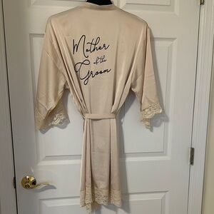 Elegant Cream Lace Trim “Mother of the Groom” Robe